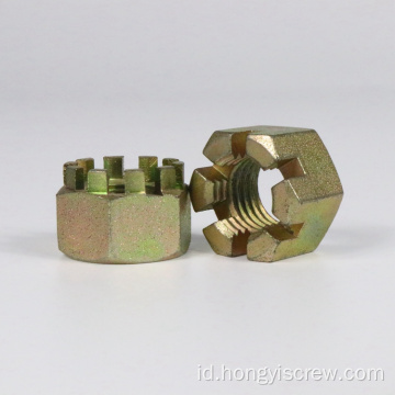 Metrik Slotted Brass Hex Slotted Nut M20